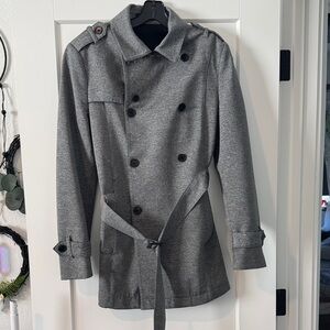 Zara Charcoal Double-Breasted Trench Coat